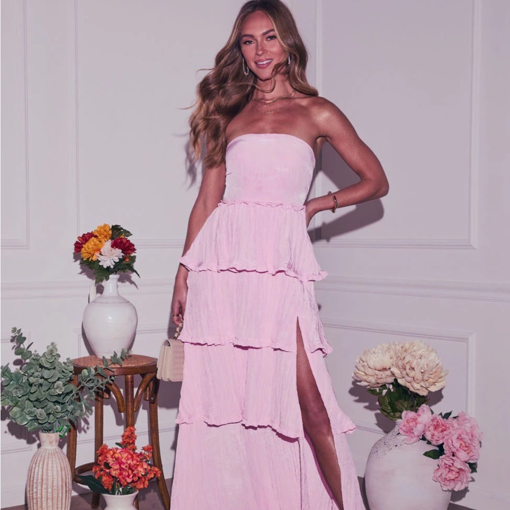 Elegant Pink Strapless Dress